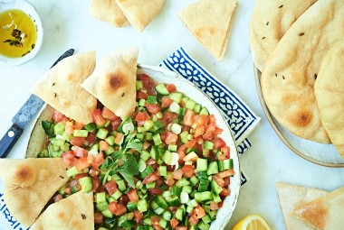 Whole Wheat Pita with Middle Eastern Salad