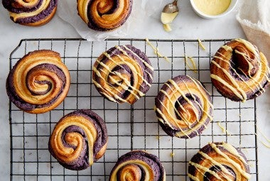 Lemon Brioche Buns with Blueberry Filling