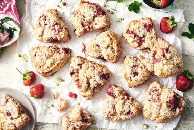 Roasted Strawberry and Pistachio Scones