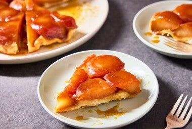 A slice of Classic Apple Tarte Tatin on a plate