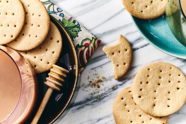 Digestive Tea Biscuits arranged on a counter