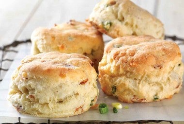Gluten-Free Bacon and Cheddar Savory Biscuits made with baking mix