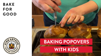 Hands prepping baked popovers