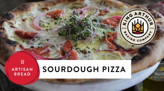 Sourdough pizza with video title graphic 