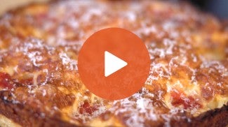 Play Button for Crispy Cheesy Pan Pizza YouTube Video