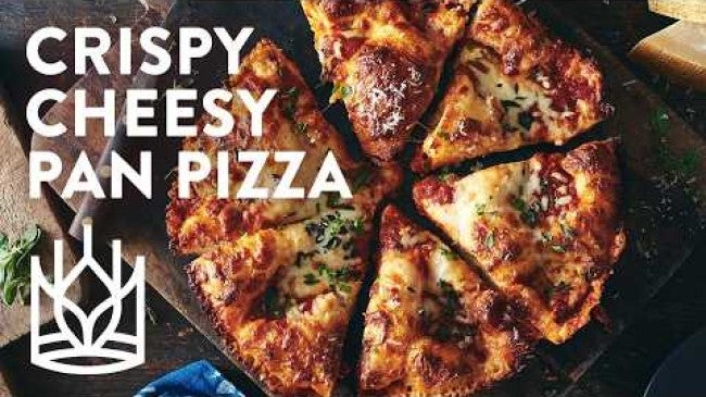 Click to open a video entitled Crispy Cheesy Pan Pizza